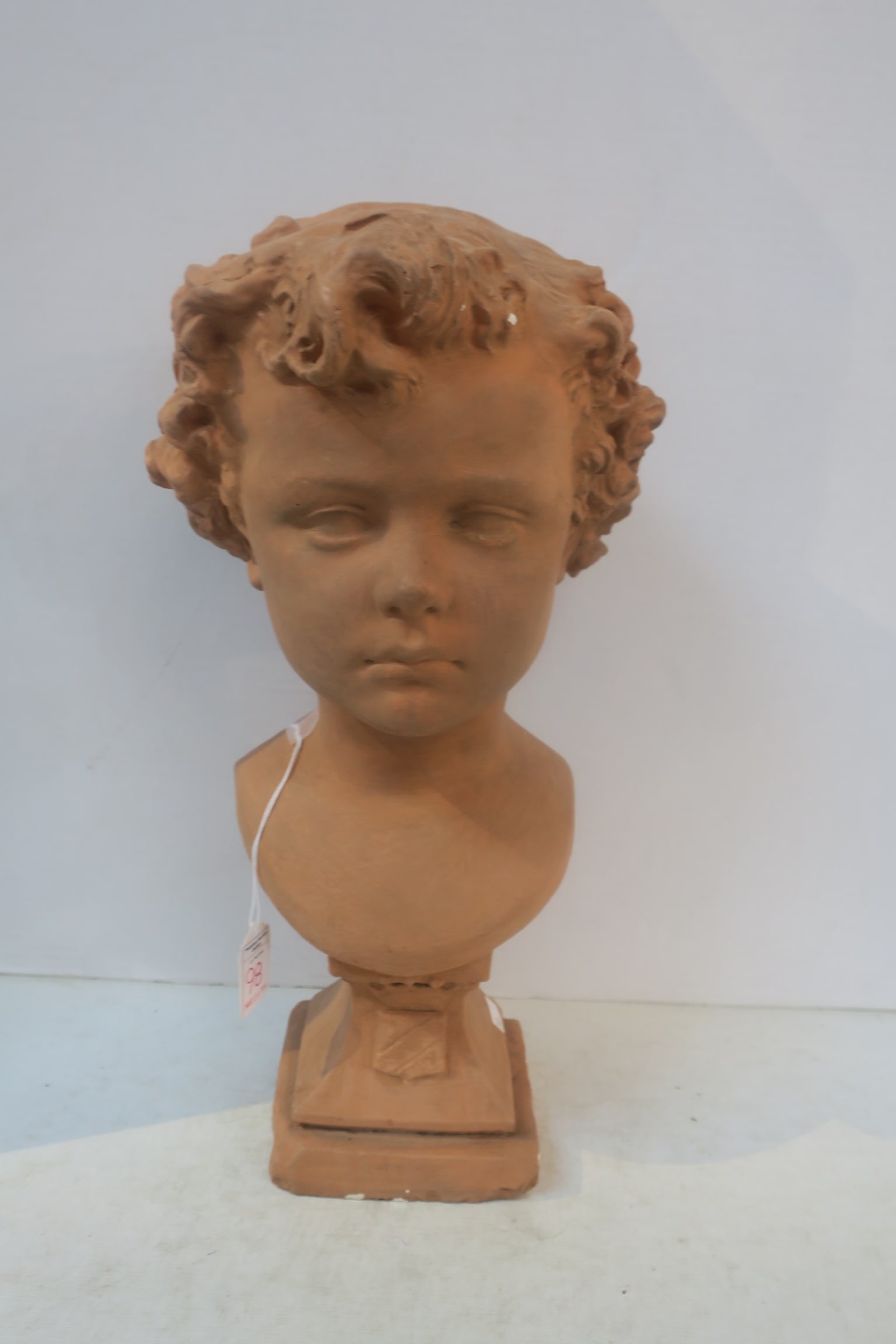TERRA COTTA 17"T BUST OF CURLY