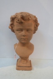 TERRA COTTA 17"T BUST OF CURLY
