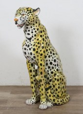 TERRA COTTA CHEETAH SCULPTUREL
