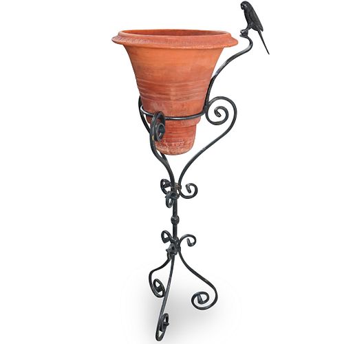 TERRACOTTA AND IRON PLANTER