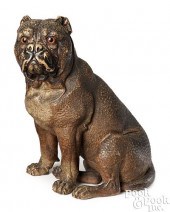 TERRACOTTA BULLDOG WITH GLASS
