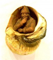 Terracotta bust of a man weari