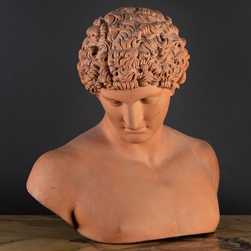 TERRACOTTA BUST OF ANTINOUS,
