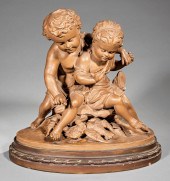TERRACOTTA FIGURAL GROUP OF TW