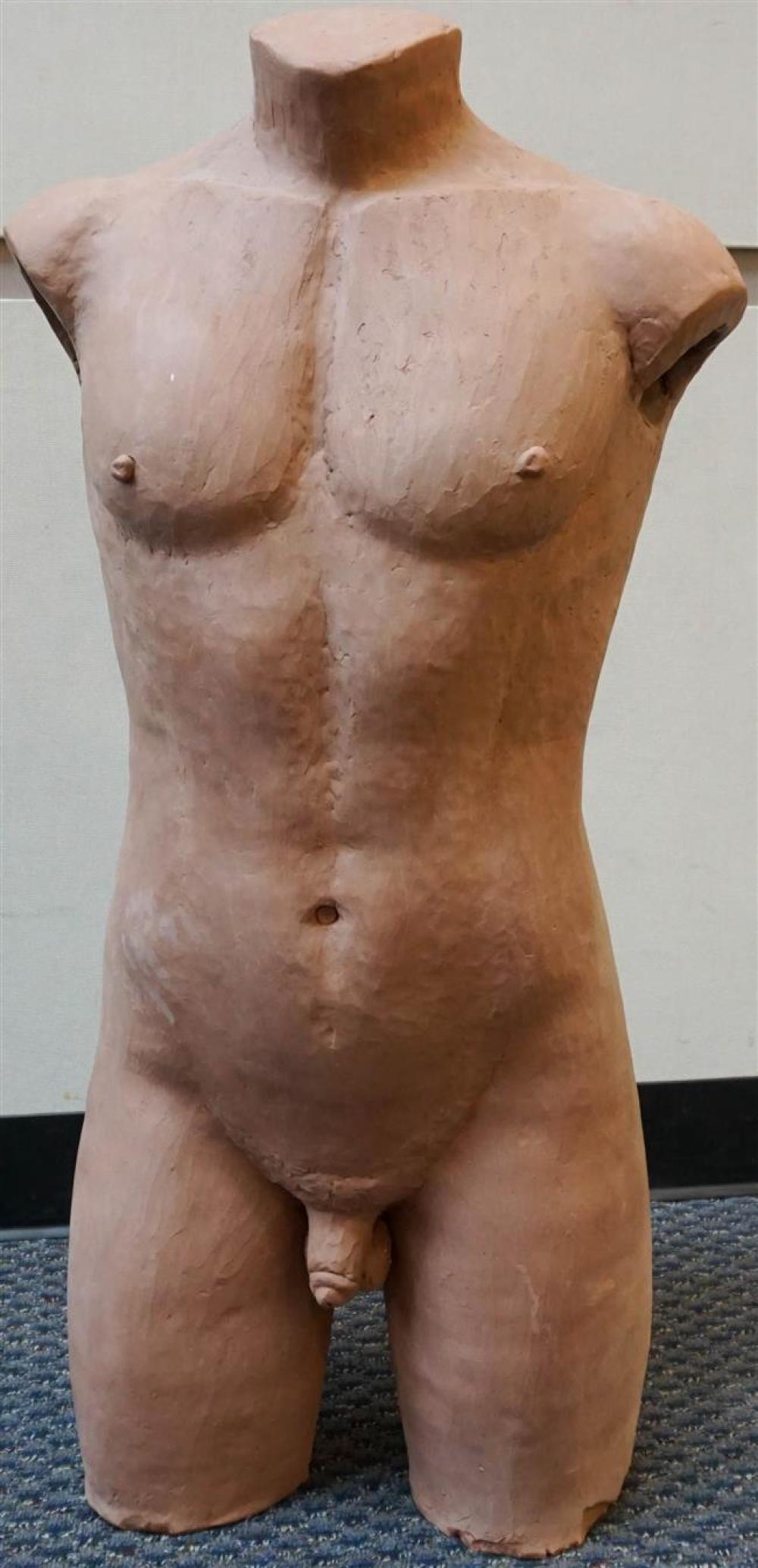 TERRACOTTA MALE TORSO, HEIGHT: 37