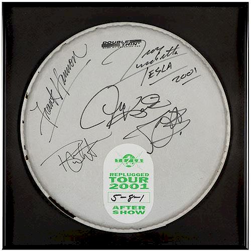 TESLA BAND SIGNED DRUM-HEADTesla