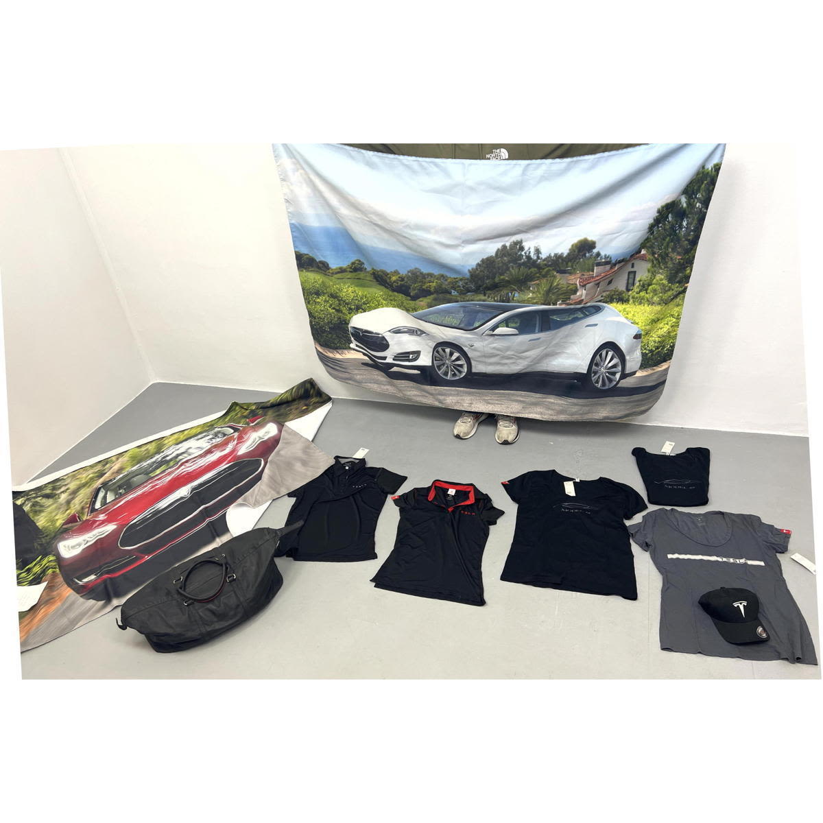 Tesla Lot. Leather Bag 5 shirts Hat