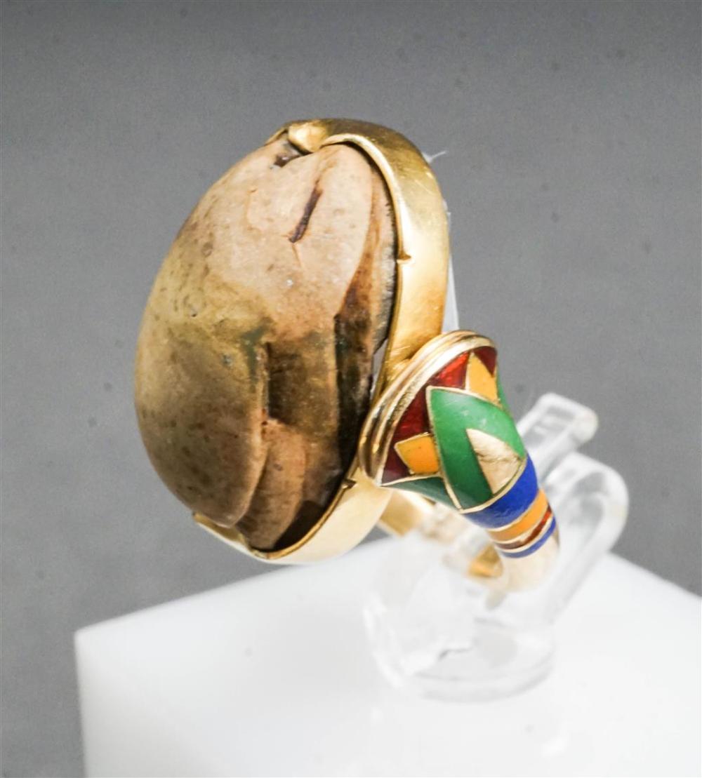 TESTED 18-KARAT YELLOW-GOLD, ENAMEL
