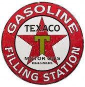 TEXACO ROUND PORCELAIN SIGN.Te
