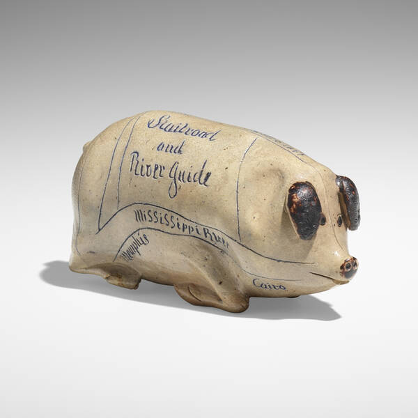Texarkana Pottery. Pig flask. c.