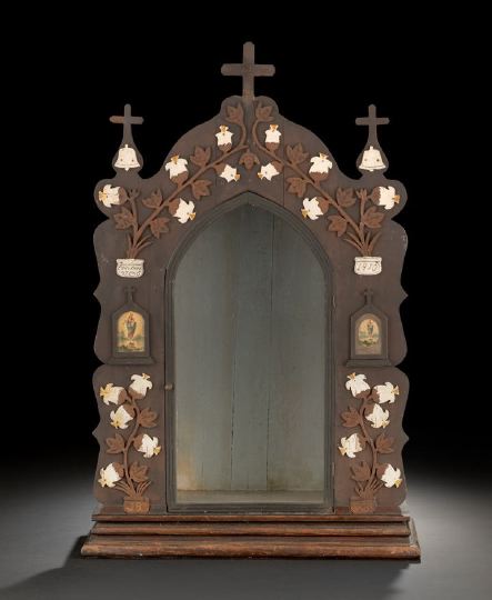 Texas Folk Art Painted Walnut and