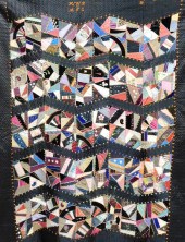 TEXTILE: CRAZY QUILT, 19TH C.,