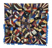 TEXTILE: CRAZY QUILT, DATED 18