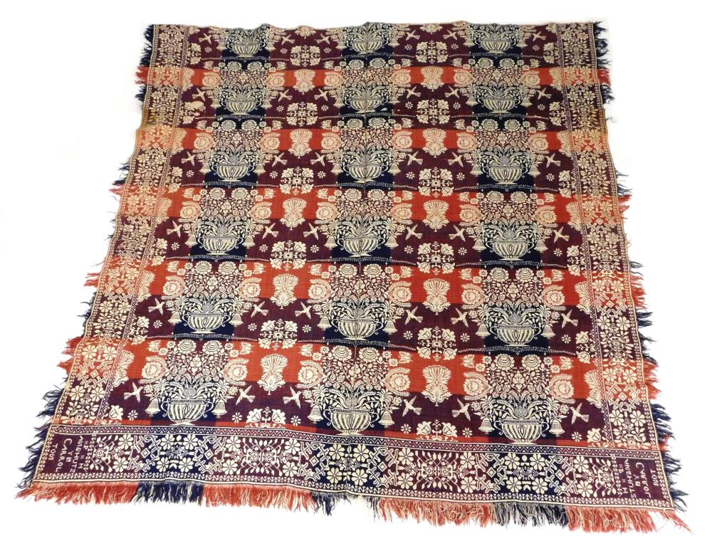 TEXTILE: JACQUARD-WOVEN COVERLET,