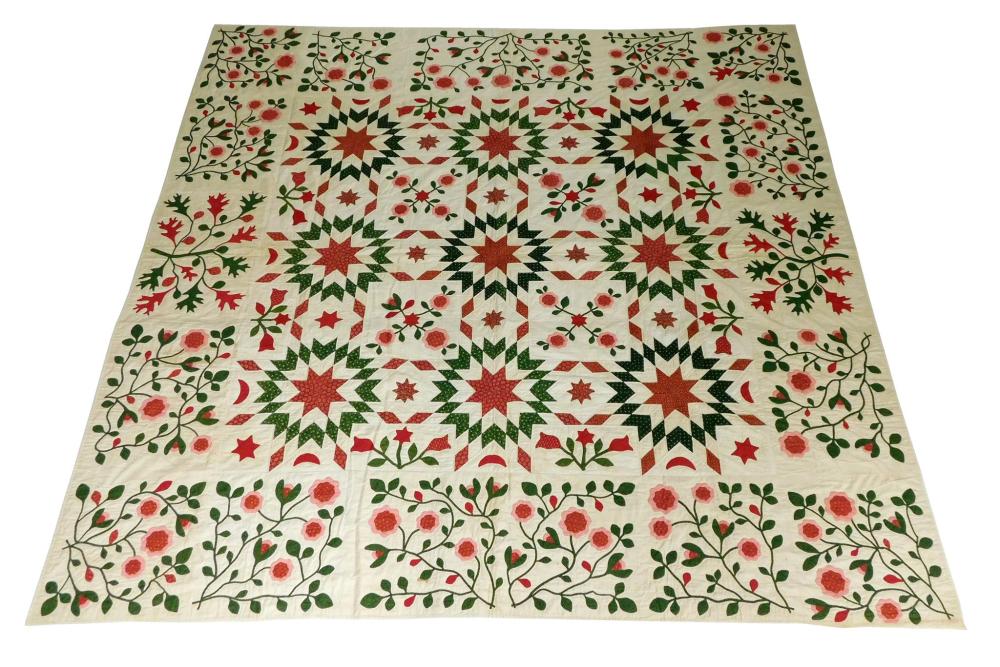 TEXTILE: PIECED AND APPLIQUéD RED