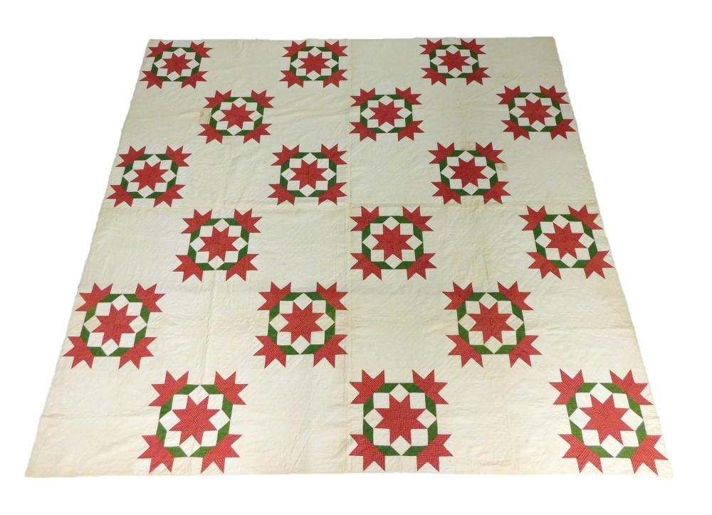 TEXTILE: PIECED CALICO QUILT, C.