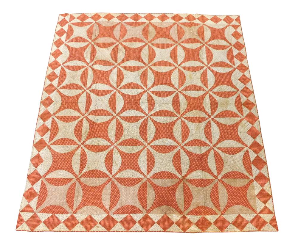 TEXTILE: PIECED CALICO QUILT IN THE