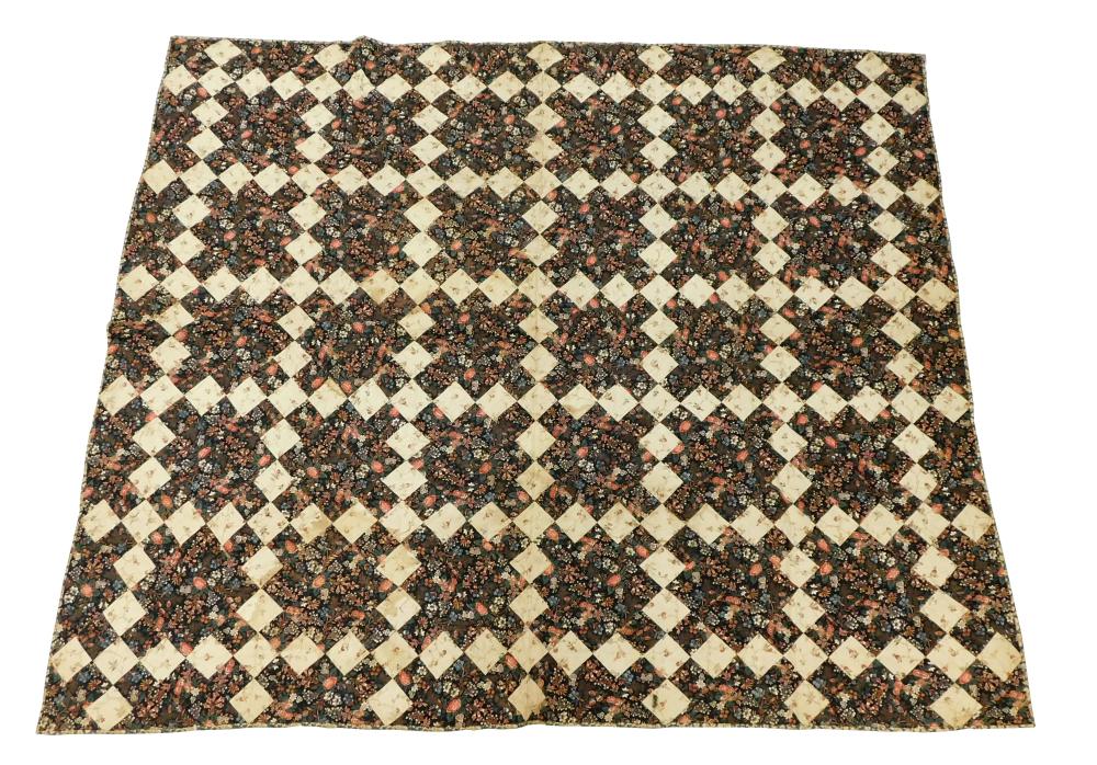 TEXTILE: PIECED CALICO QUILT WITH A