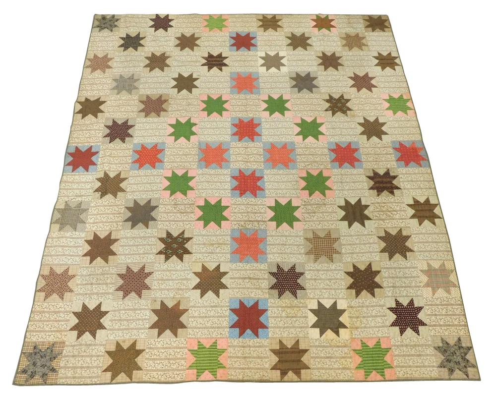 TEXTILE: PIECED CALICO QUILT WITH A
