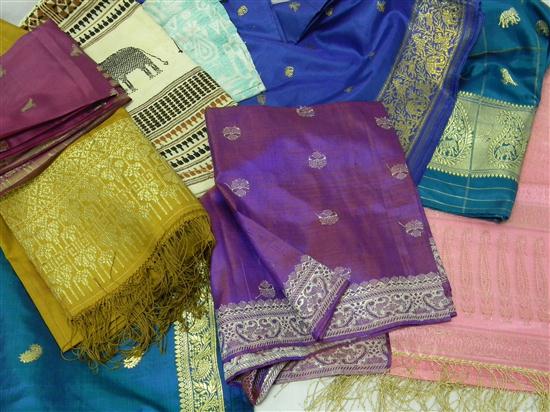 TEXTILES: Indian silk scarves  sari