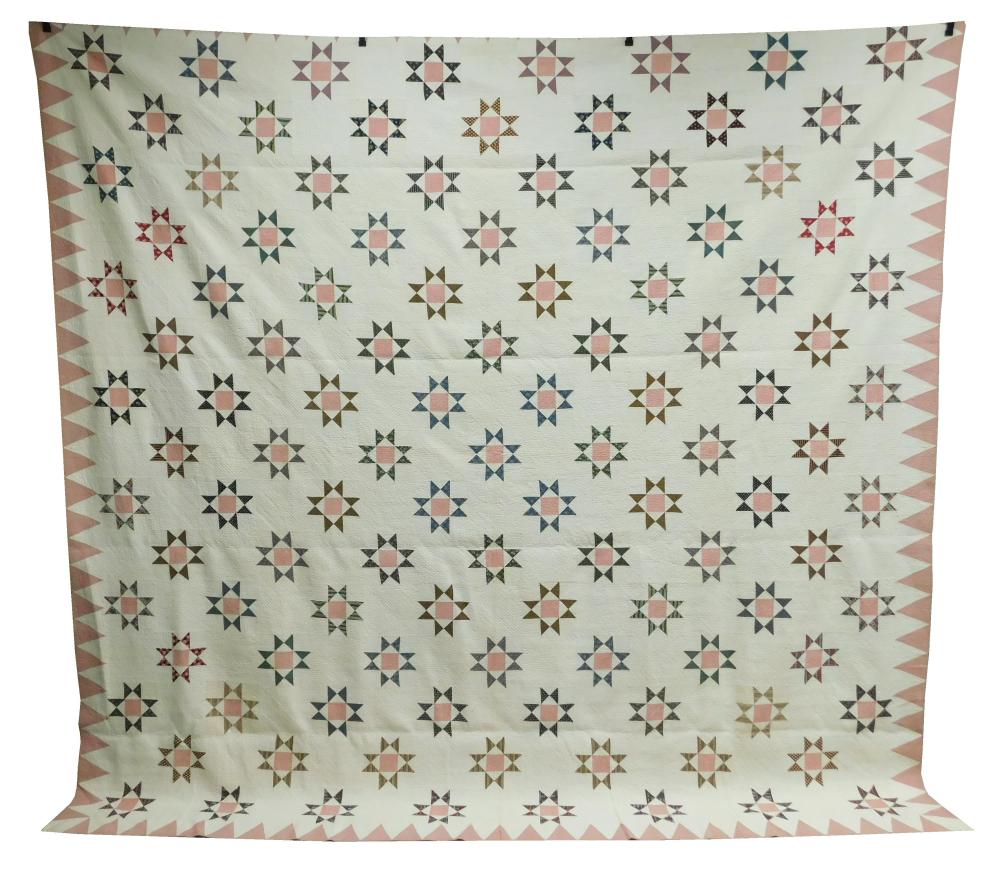 TEXTILES: PIECED COTTON QUILT, C.