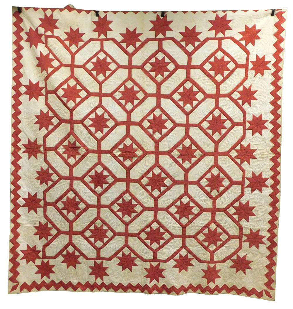 TEXTILES: QUILT RED AND WHITE