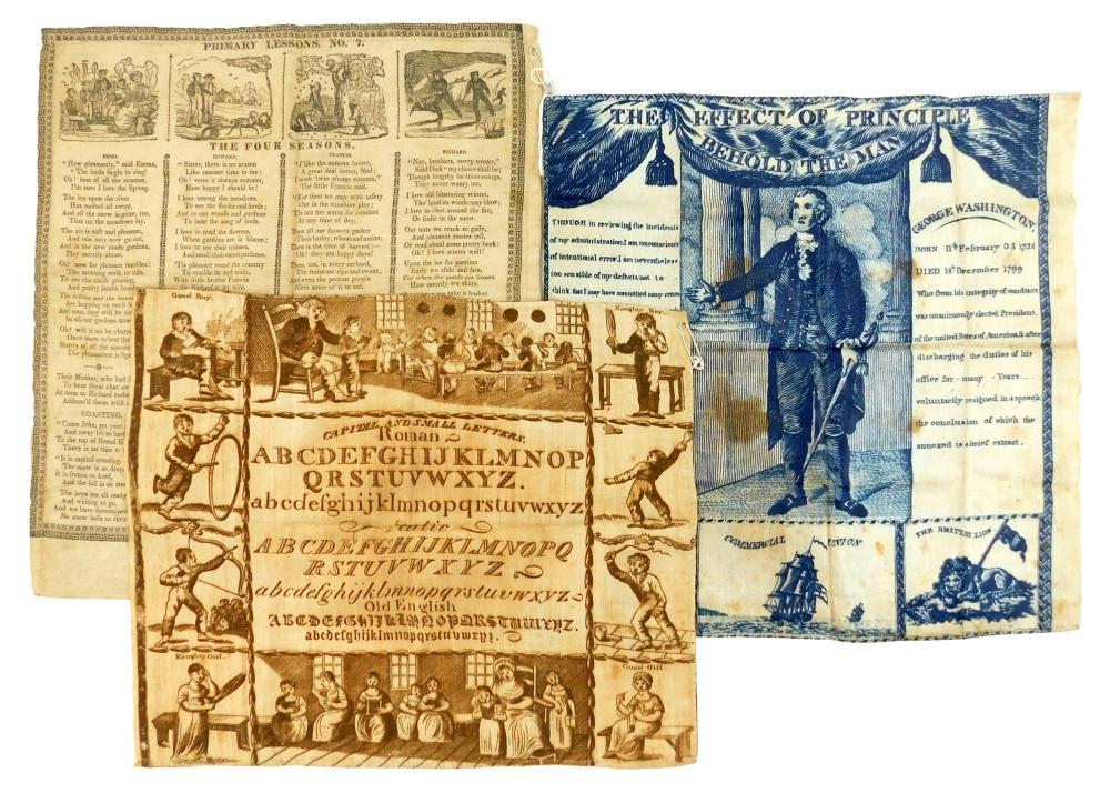 TEXTILES: THREE 19TH C. COPPERPLATE