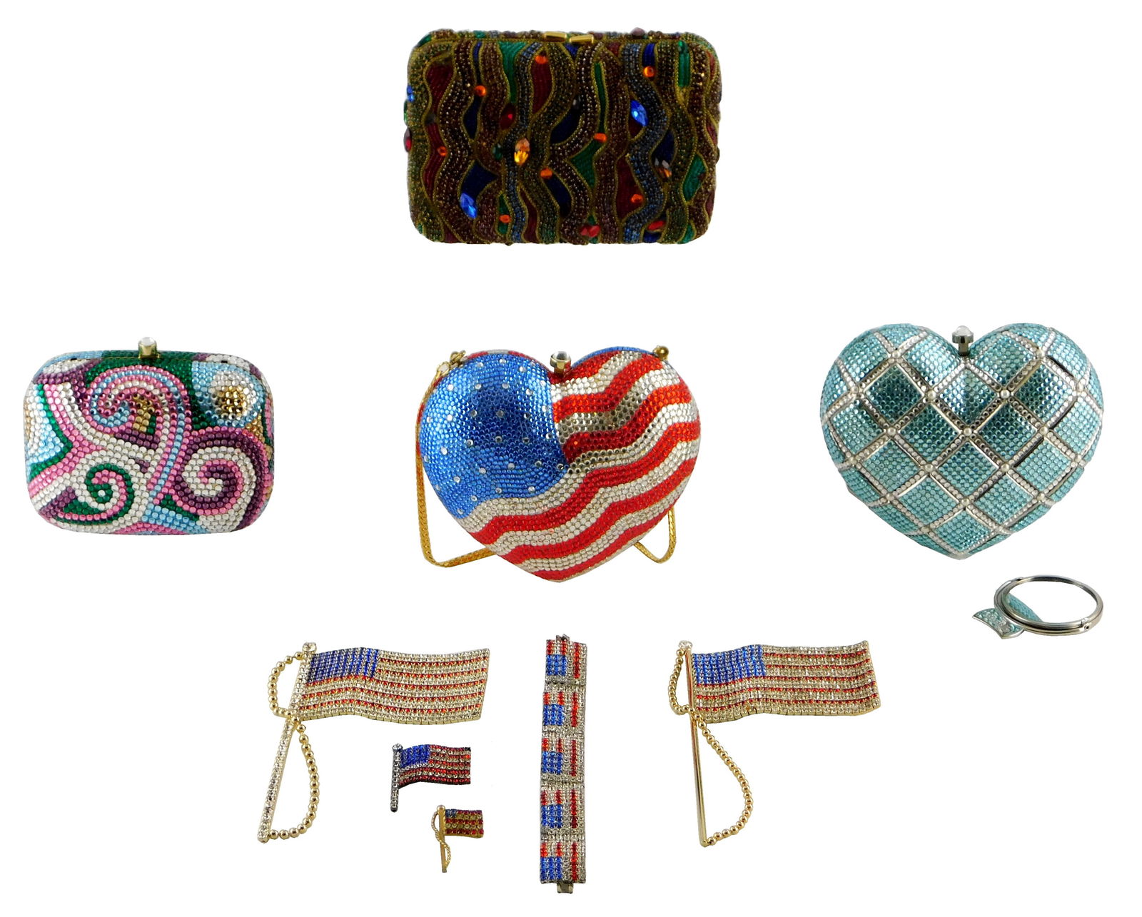 TEXTILES: THREE RHINESTONE HARD