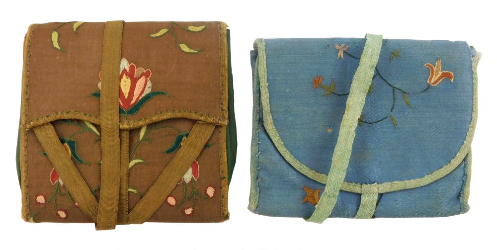 TEXTILES: TWO FLORAL EMBROIDERED