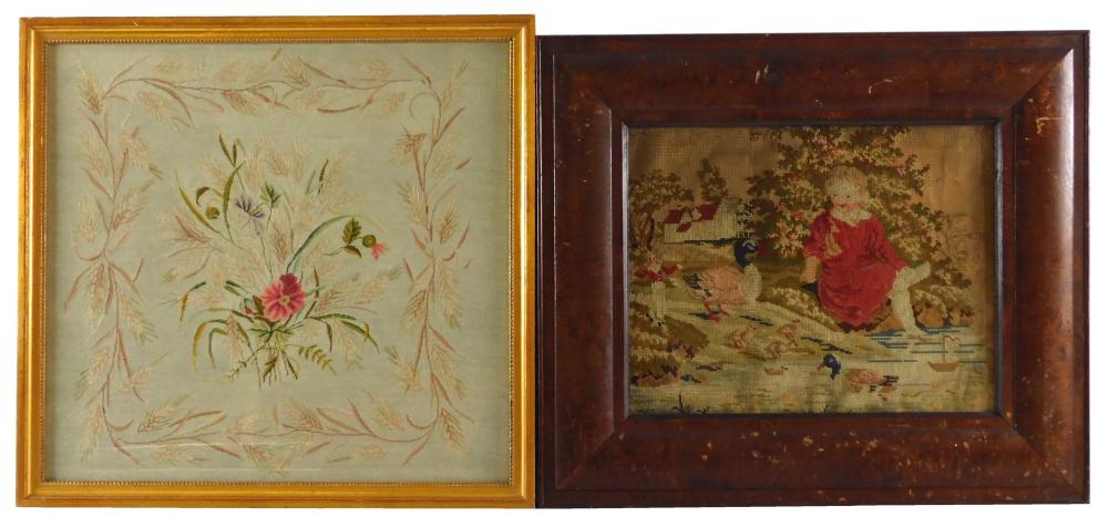 TEXTILES: TWO FRAMED 19TH C. WORKS,