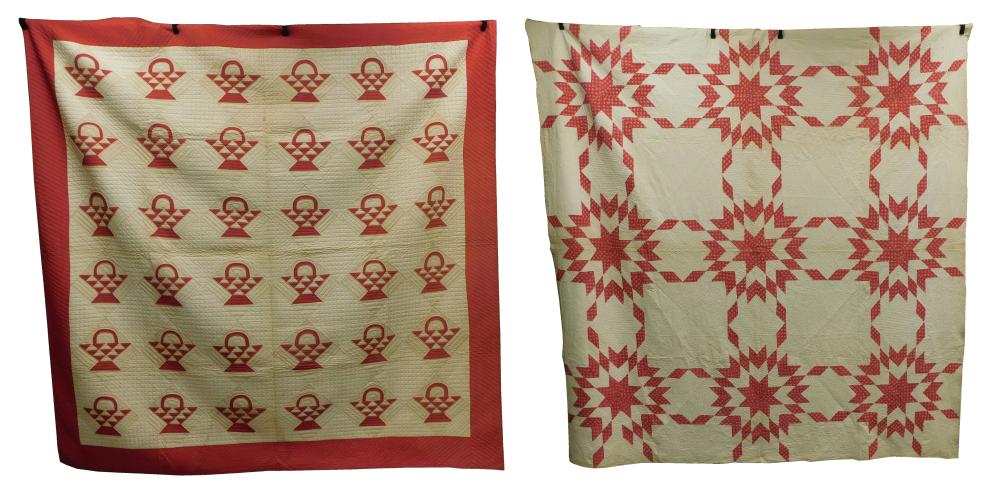 TEXTILES: TWO QUILTS, BOTH RED