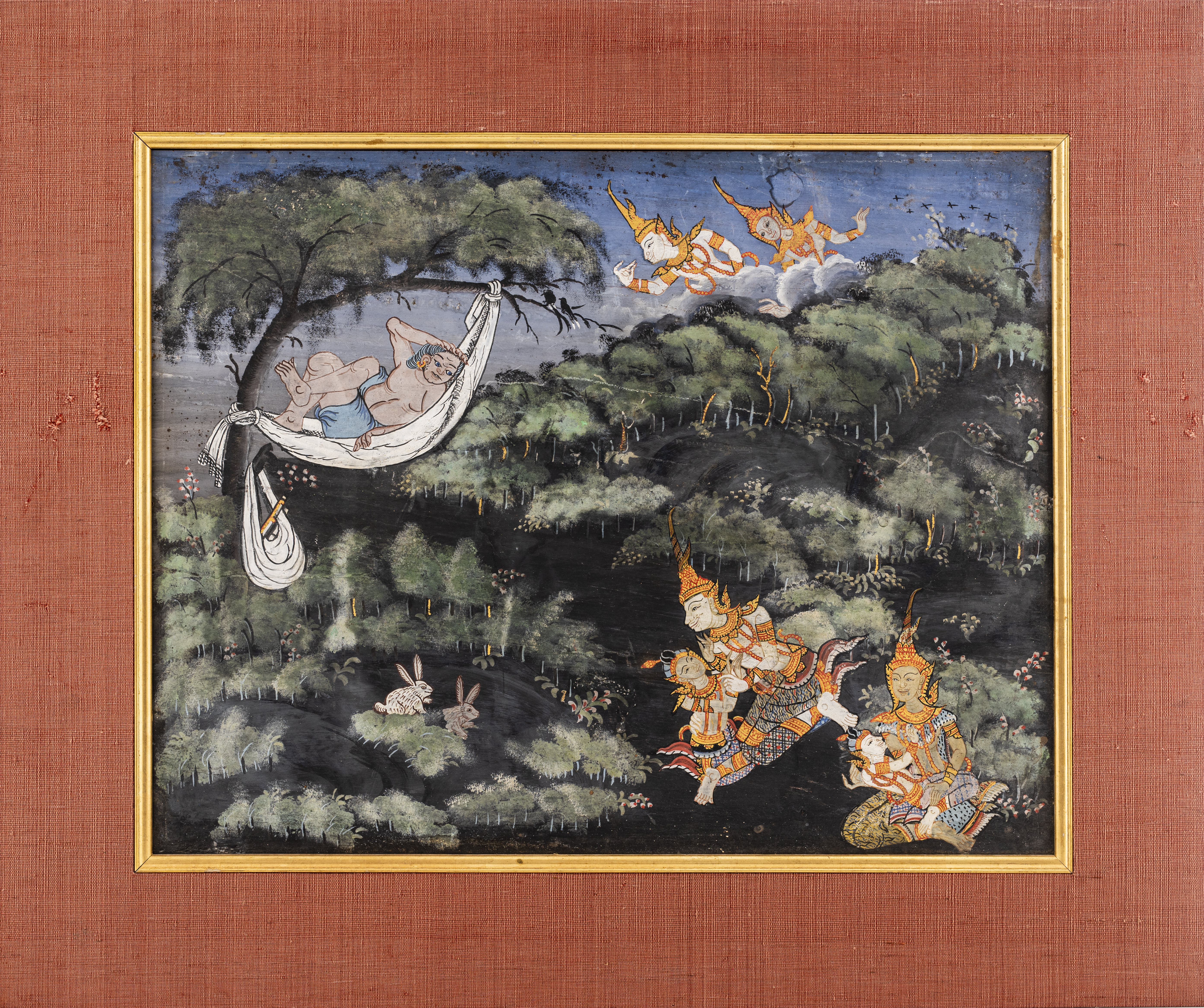 THAI ANTIQUE TEMPERA BUDDHIST