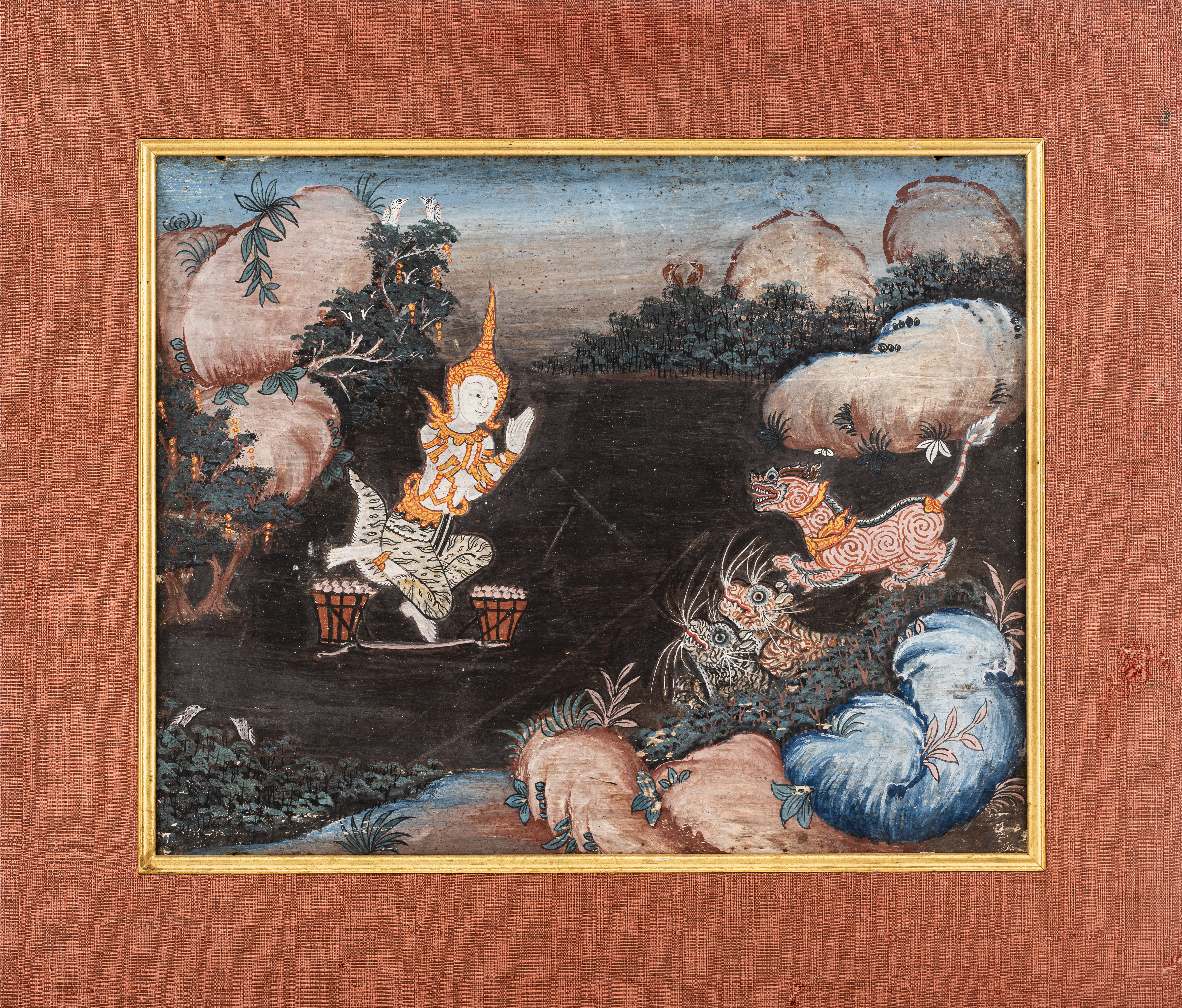 THAI ANTIQUE TEMPERA ON BOARD