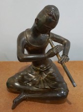 THAI BRASS FIGURE OF SEATED FL