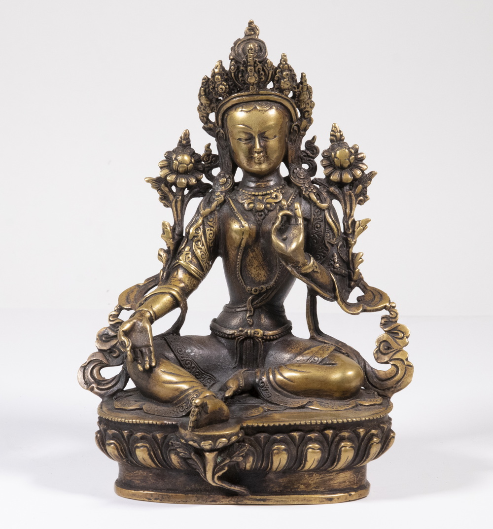 THAI BRONZE BODHISATTVA FIGURE