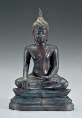Thai bronze Buddha, dark brown