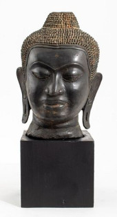 THAI BRONZE BUDDHA HEAD SCULPT