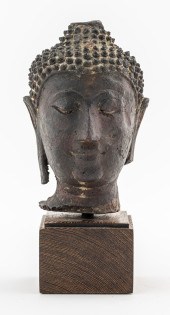THAI BRONZE BUDDHA HEAD SCULPT