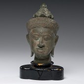 Thai Bronze Buddha Head Thai a