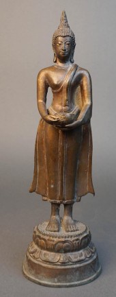 THAI BRONZE FIGURE OF BUDDHA W