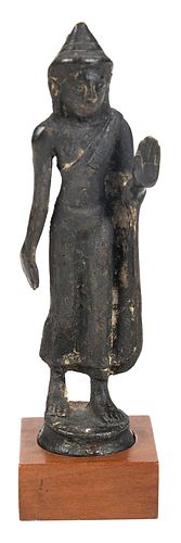 THAI BRONZE WALKING BUDDHA ON