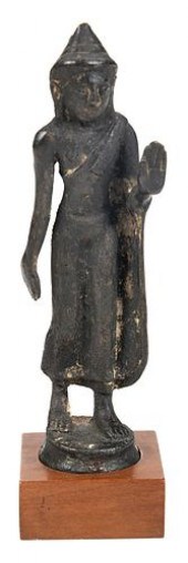 THAI BRONZE WALKING BUDDHA ON