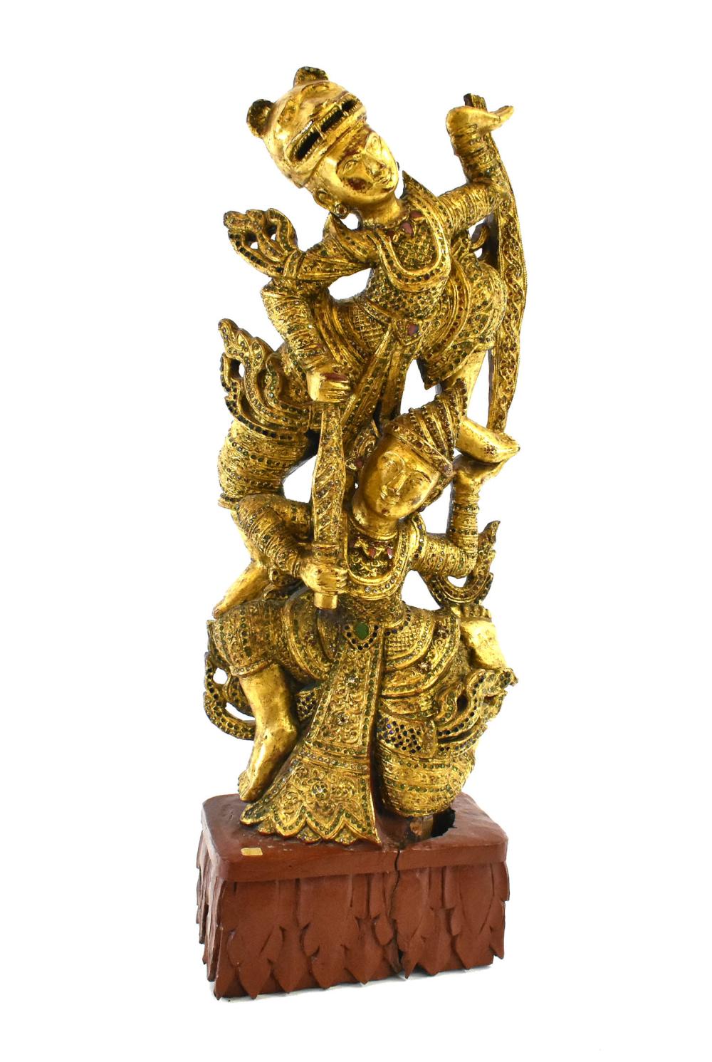 THAI CARVED AND GILT LACQUERED WOOD