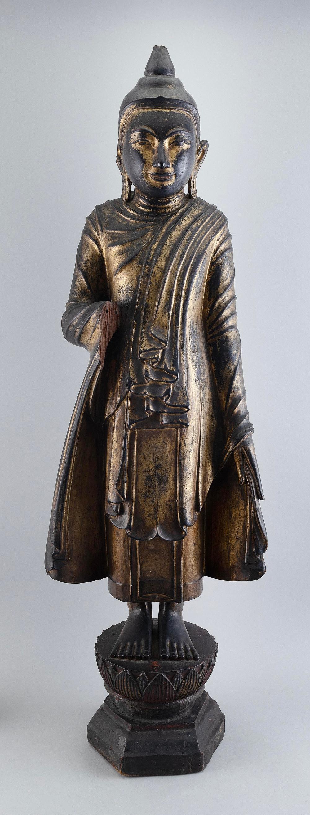 THAI CARVED GILTWOOD BUDDHA 19TH