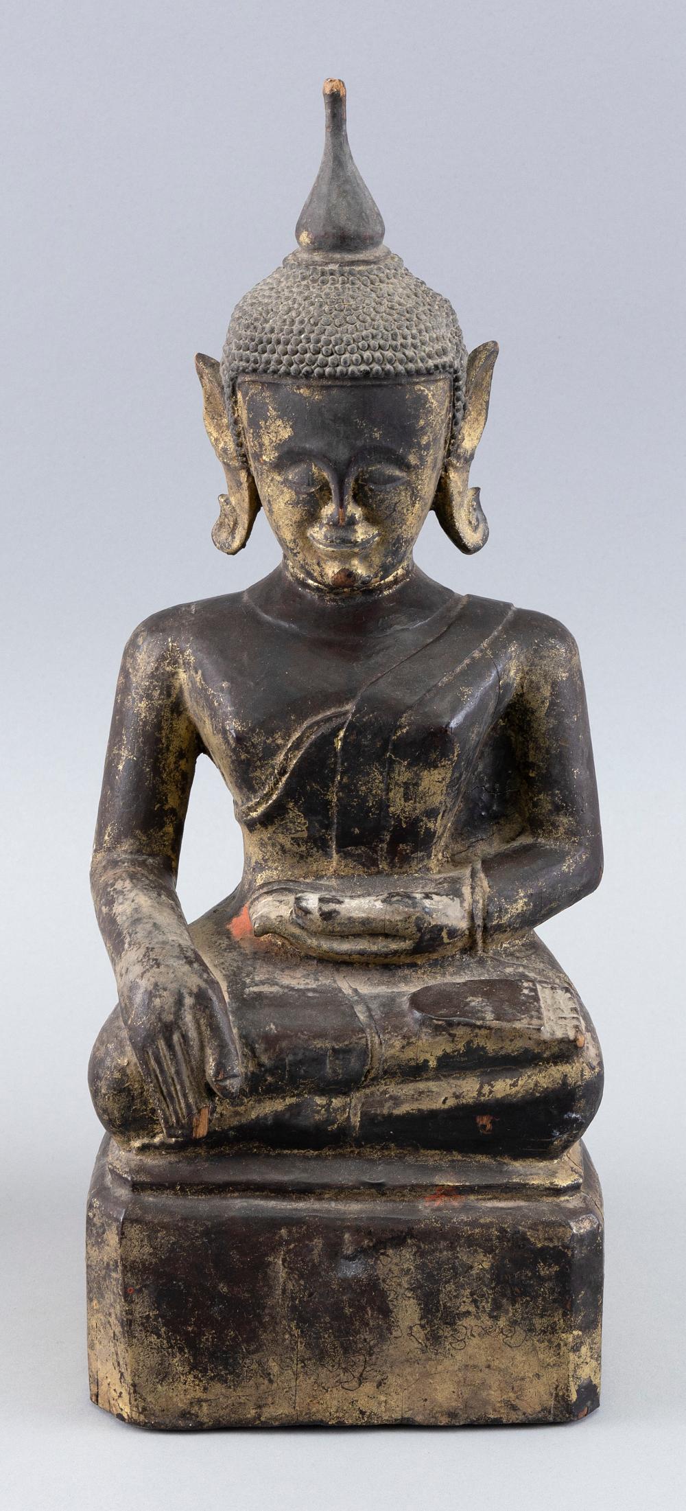 THAI CARVED GILTWOOD FIGURE OF