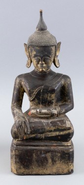 THAI CARVED GILTWOOD FIGURE OF