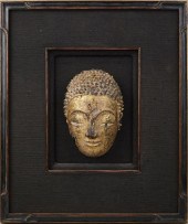THAI CARVED GILTWOOD MASK OF B