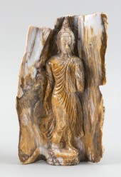 THAI CARVED PETRIFIED WOOD FIG