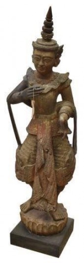 THAI CARVED & POLYCHROMED BUDD