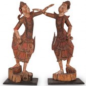 THAI CARVED WOOD DANCERSDESCRI